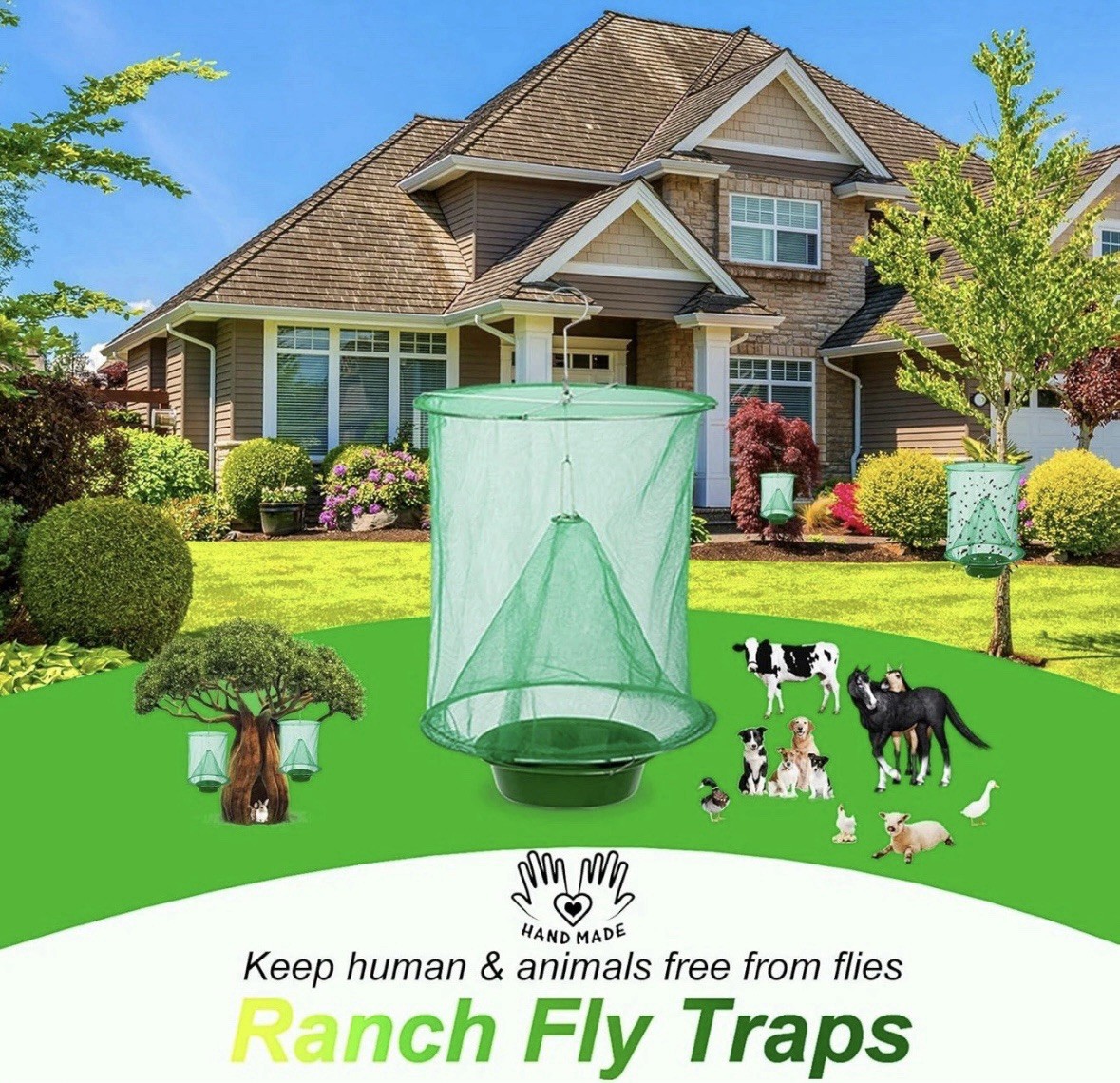 8 Pack Ranch Fly Traps Outdoor Hanging Fly Trap Reusable Stable Fly Catcher Bag