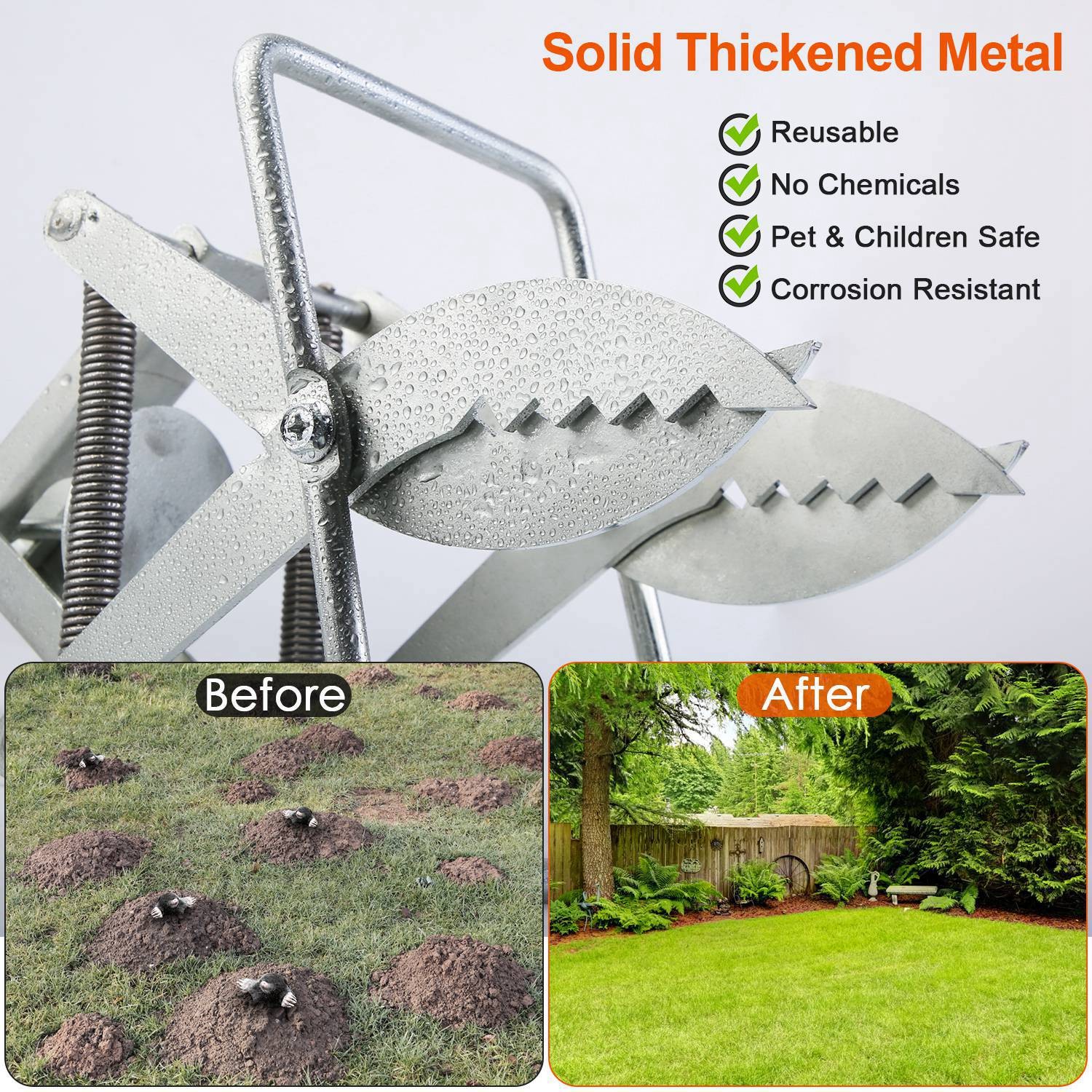 4Pack Mole Trap Scissor Trap Reusable Mole Trap Killer Catcher for Lawn Graden