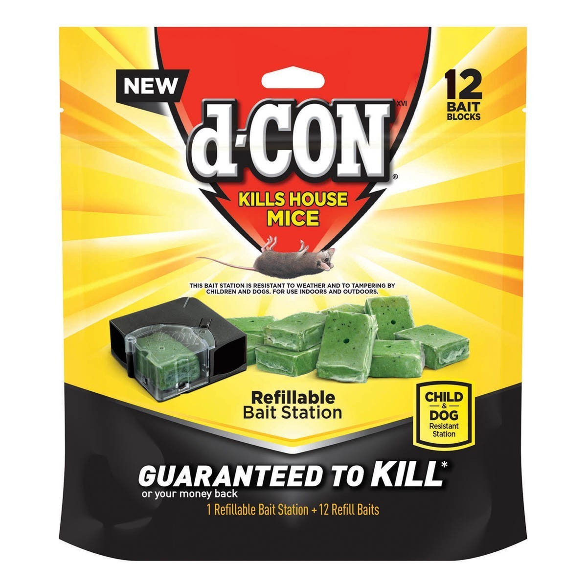 D-Con Kills House Mice 1 Refillable + 12 Refill Bait Blocks