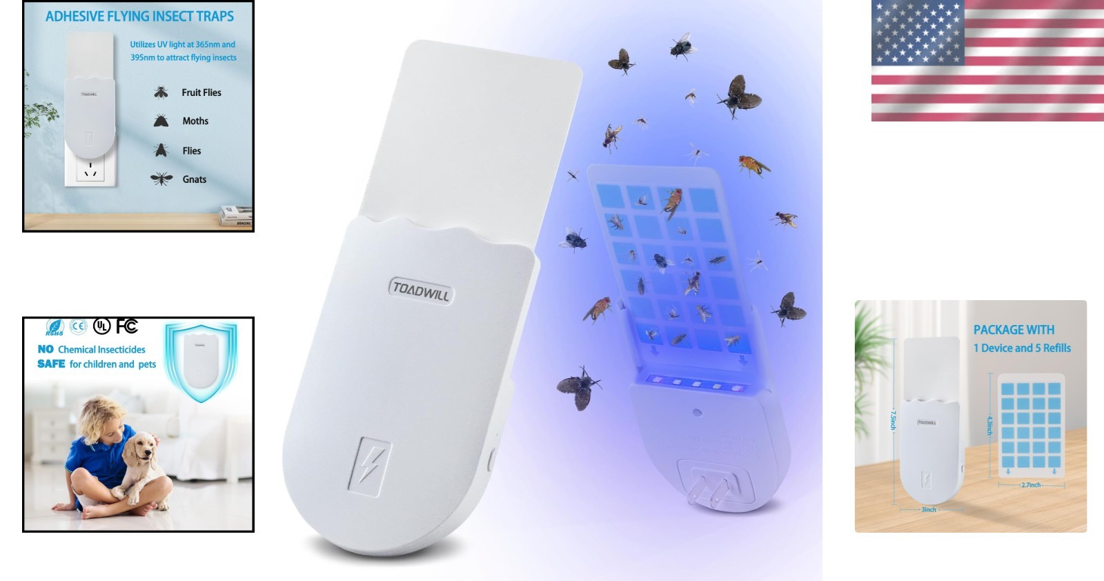 Stylish Indoor Mosquito and Gnat Trap – UV Light Technology with 5 Refills