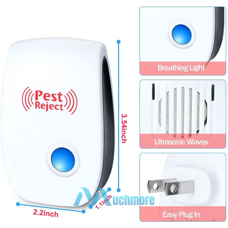 6x Pest Reject Ultrasonic Repeller Home Bed Bug Mites Spider Defender Roaches 5W