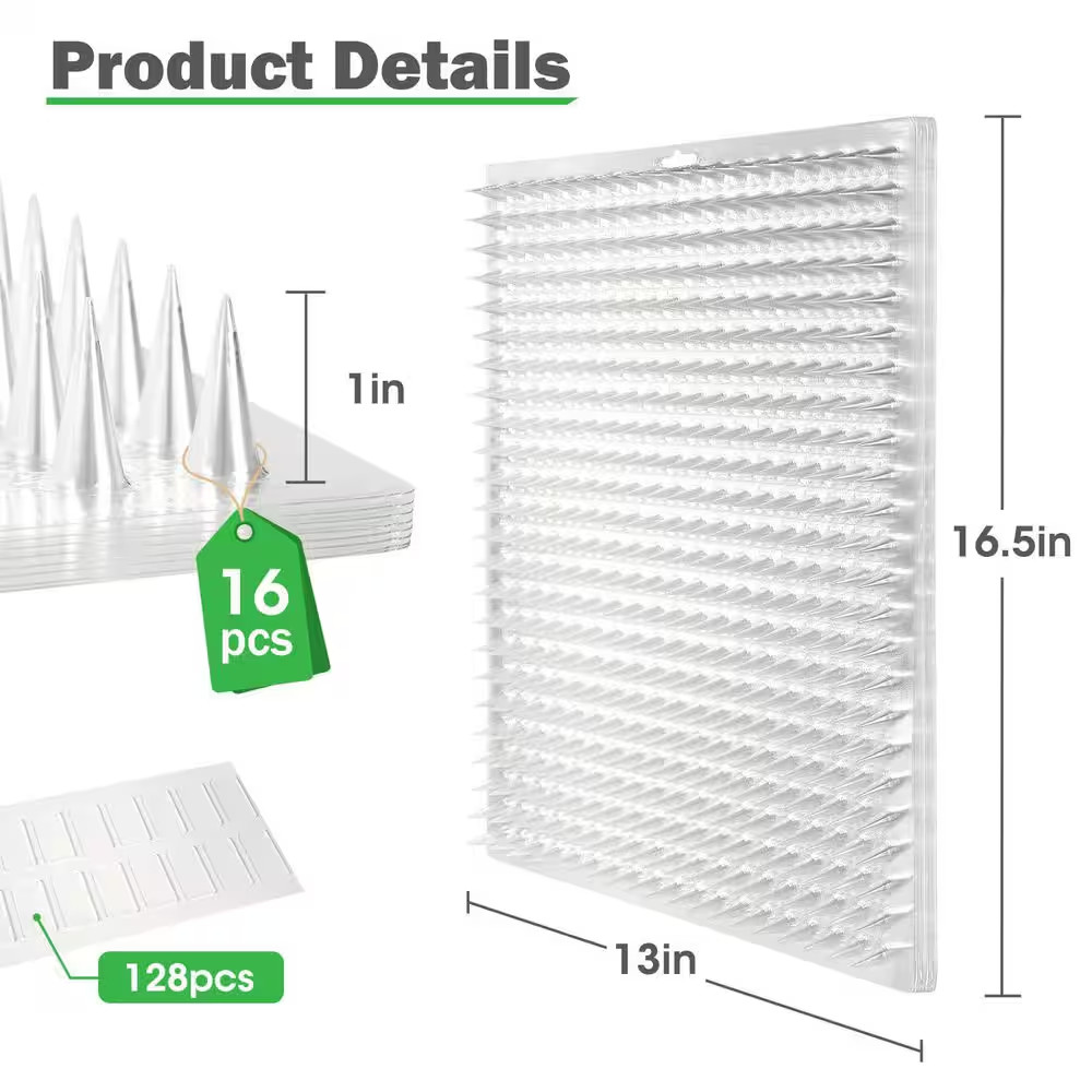 16-Pack 13 X 16 In. Cat Deterrent Mat with Spikes, Indoor/Outdoor Scat Mat to Ke