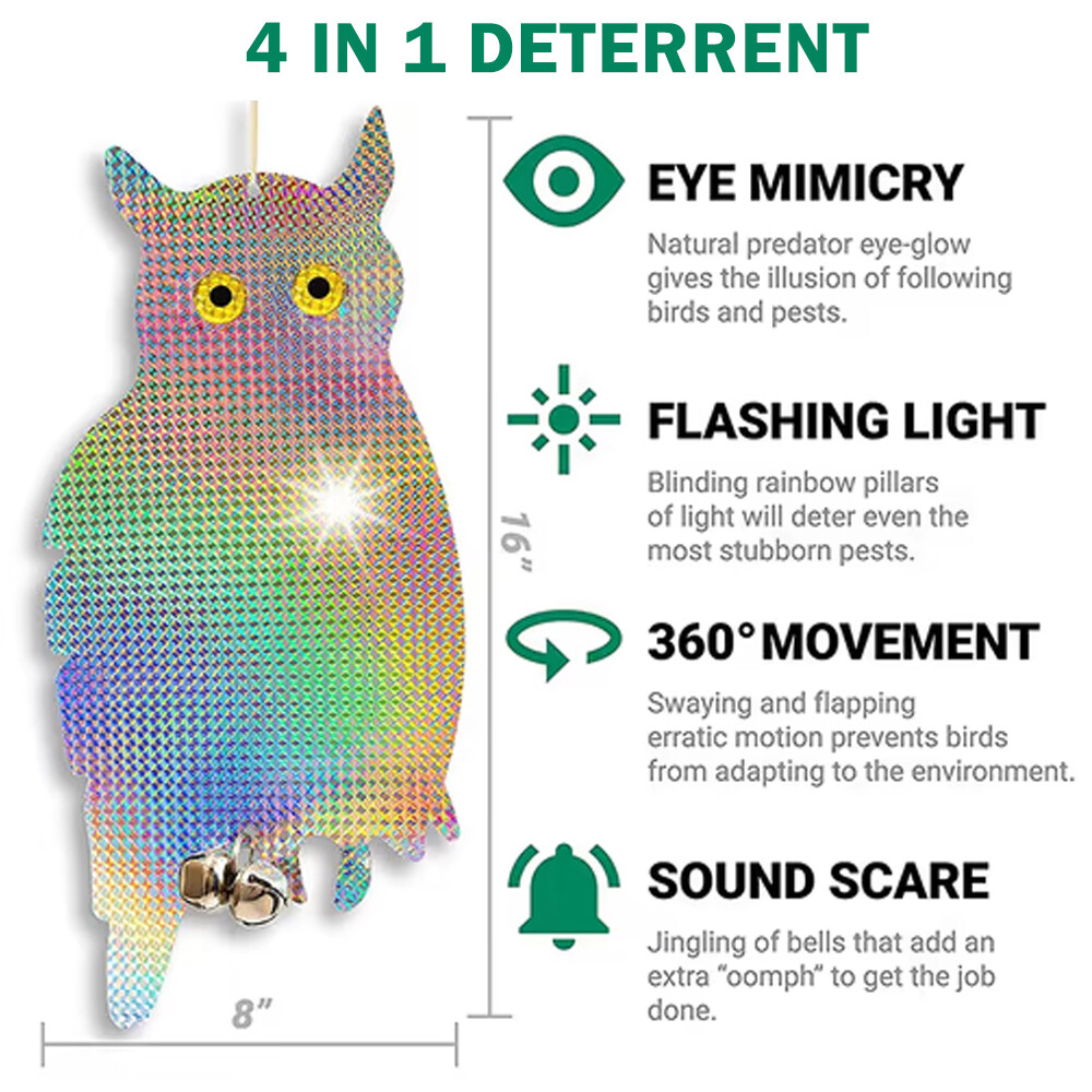 2pcs Bird Scare Repellent Reflective Yard Garden Hanging Device Fake Owl Decoy