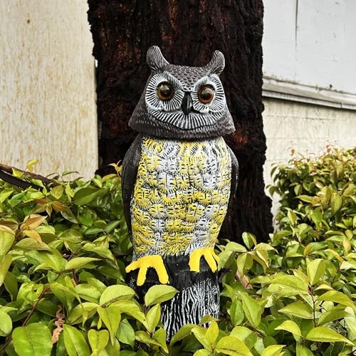 1Pcs Solar Power Owl Decoy – 17″ Motion Sensor Pest Repellent with Rotating