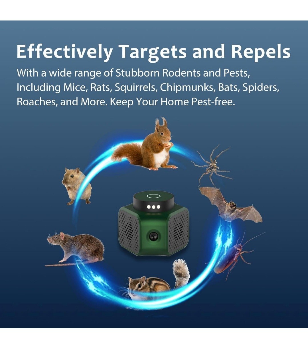 2 Pack 3-in-1 Ultrasonic Rodent Repellent Pest Repeller Mouse Rat Bug Deterrent