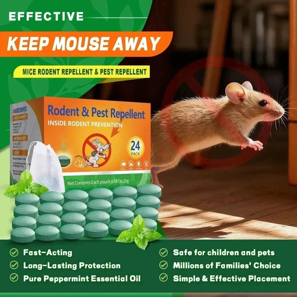 Natural Rodent Repellent Peppermint Sachets 24 Pack Mouse Mice Pest – US