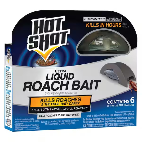 HOT SHOT ULTRA LIQUID ROACH BAIT – 6 COUNT – KILLS ROACHES FAST!!