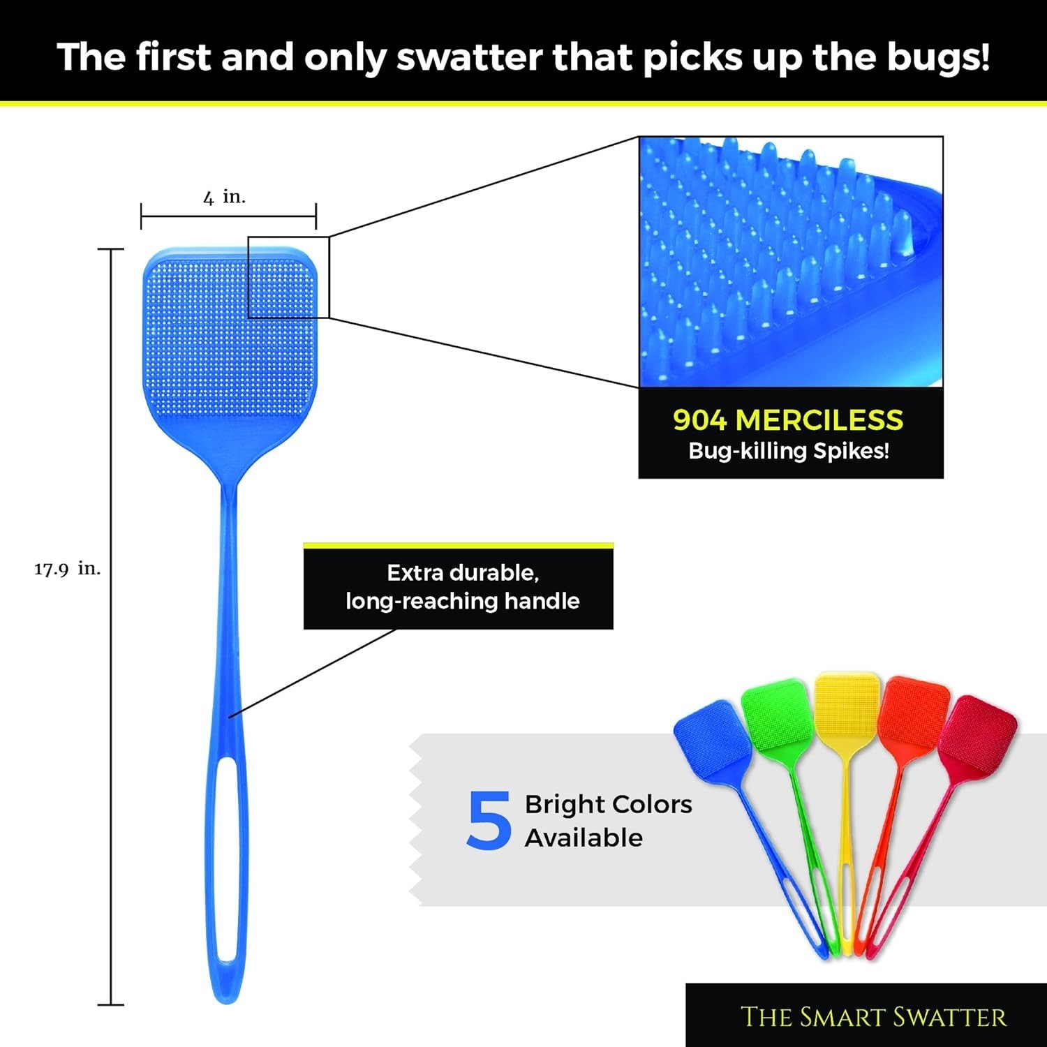 Elegant 2-Pack Fly Swatters with 904 Spikes – Assorted Colors for Insect Control