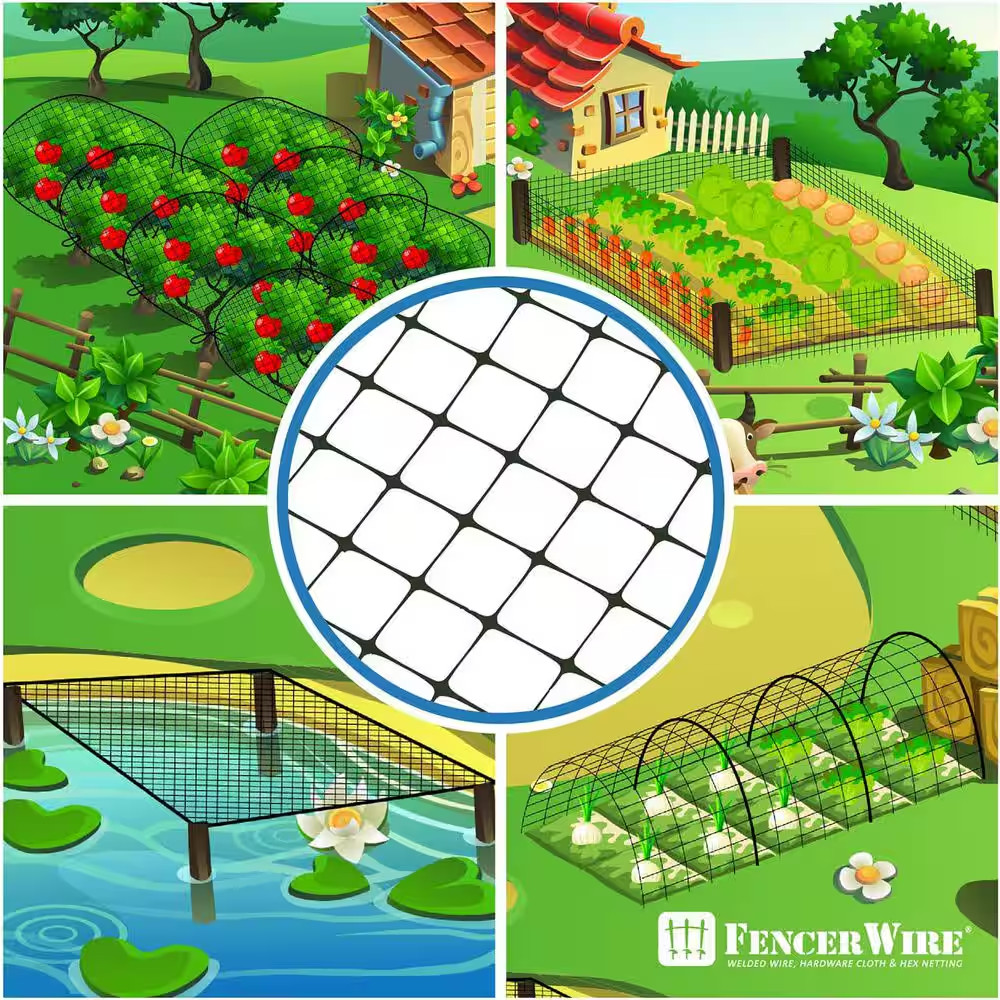 7 Ft. X 100 Ft. X 3/4 In. Black Plastic Bird Netting for Vegetable, Tree and Fru