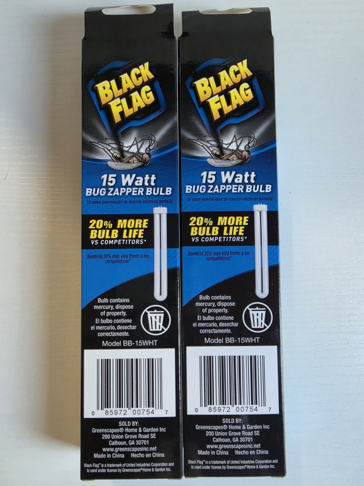 2-Pack Black Flag BB-15WHT 15 Watt Replacement Bug Zapper Bulb Fits Most Brands