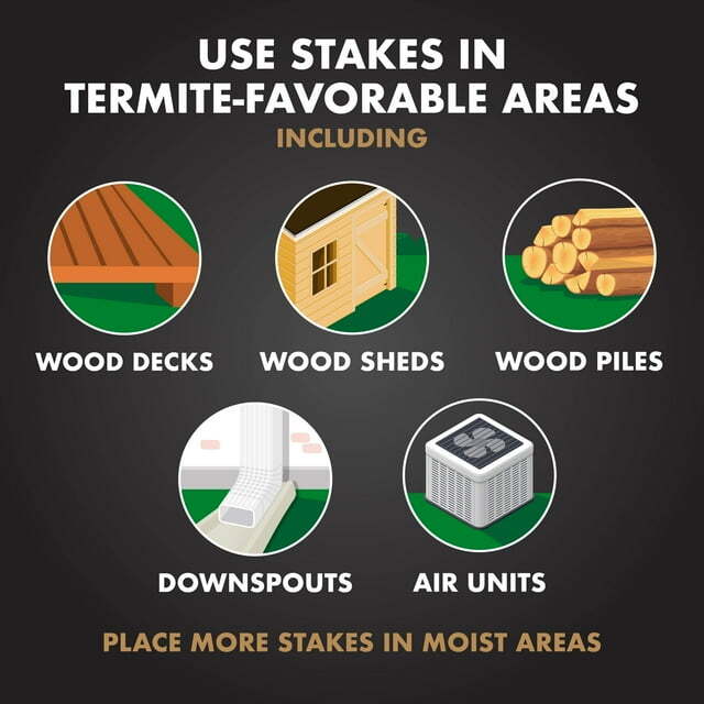 Terminate Termite Detection and Killing Stakes 15 Counts Install in Ground Home