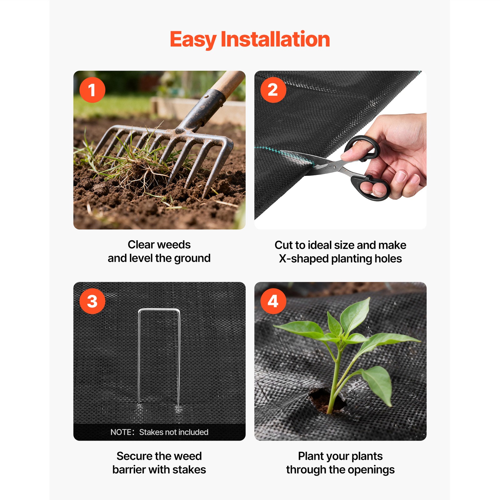 Uimoso 1.4′ x 50′ Weed Barrier Fabric 3.2 oz Ground Landscape Weed Control Cover