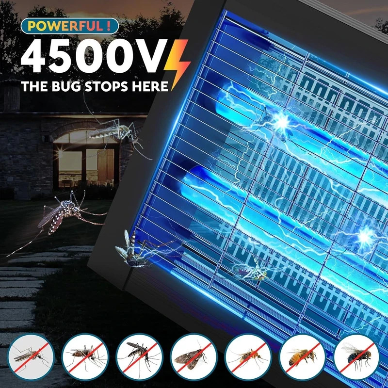 Solar Bug Zapper Outdoor, Wireless Portable Camping Mosquito Zapper 4500V For 35
