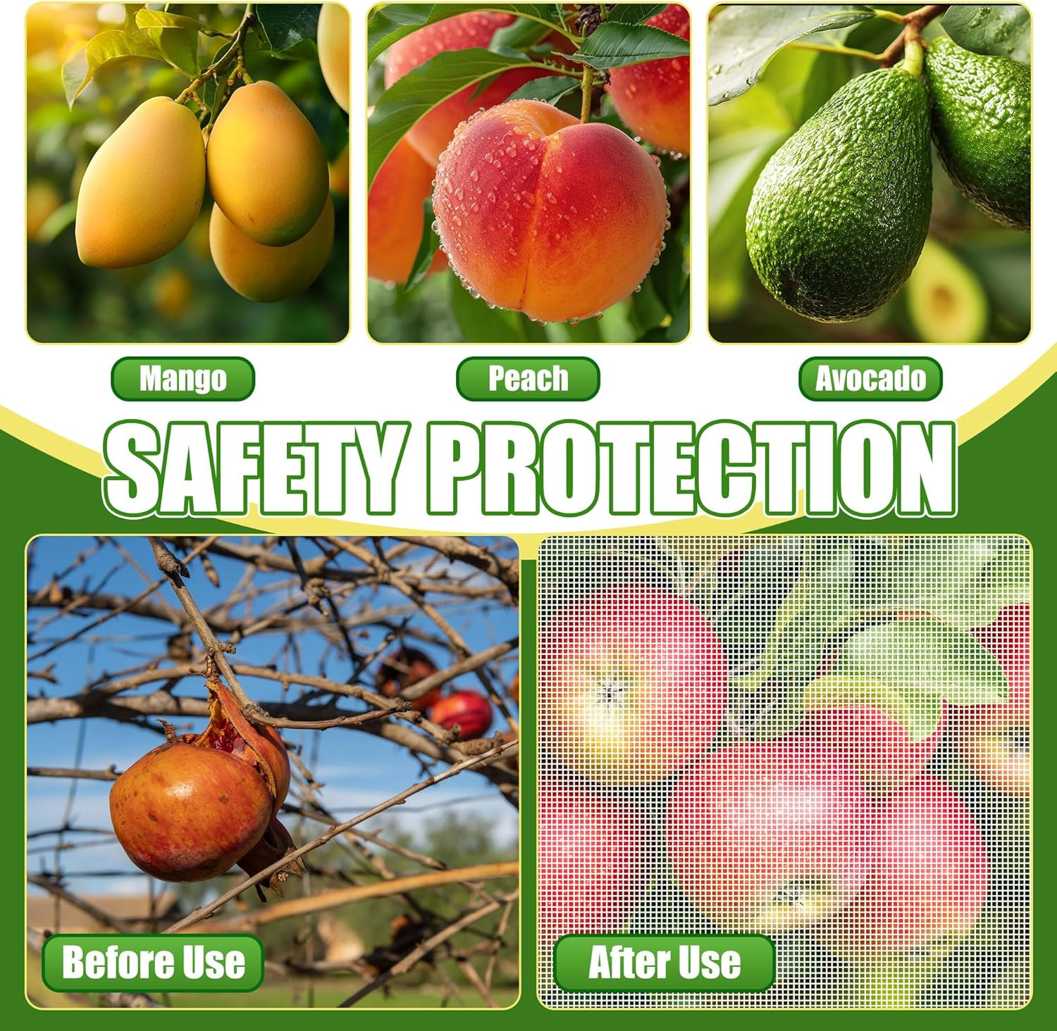 4 Pcs Extra Large 12 X 10 Ft Bird Netting for Garden Fruit Tree Plant Protection