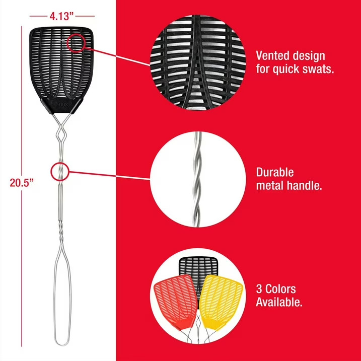 (3 pack)Enoz Fly Swatter, Wire Handled Plastic Fly Swatter, Assorted Colors,2 ct