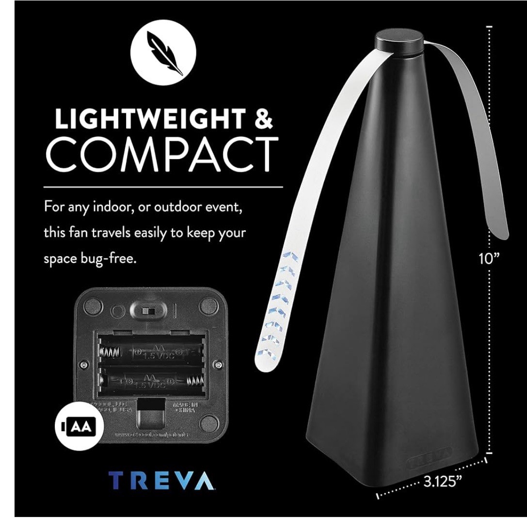 Treva Bugfan Bug Insect Fly Repellent Fan BNIB 2AA Battery Powered Soft Touch