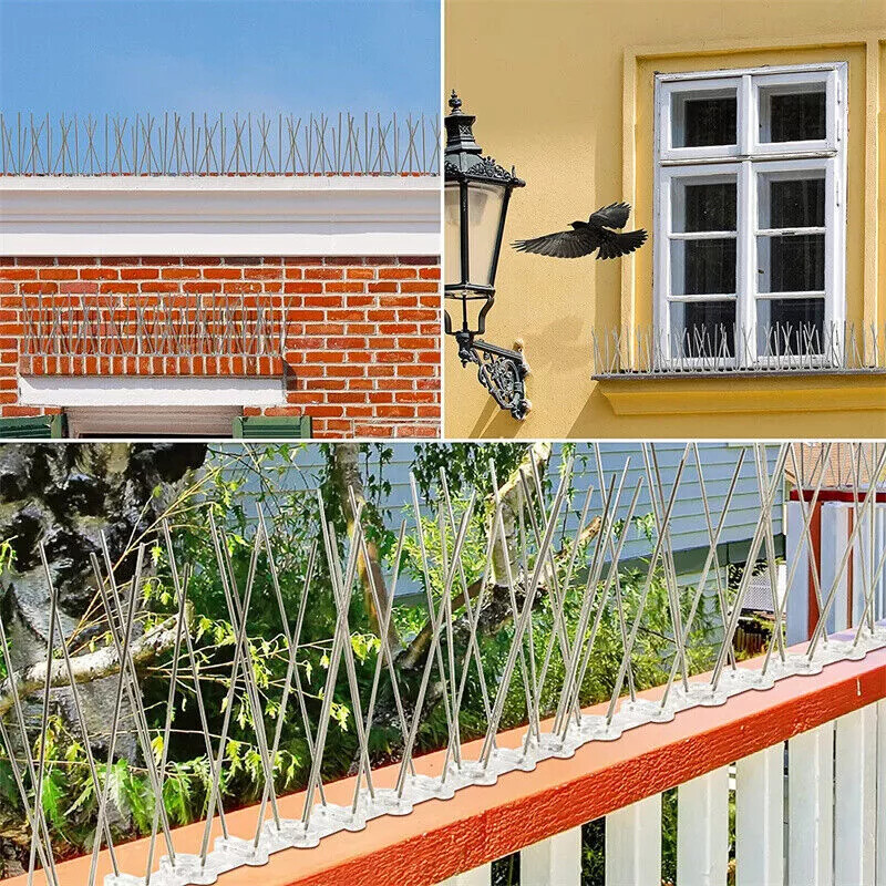 4Pcs Bird Spikes for Small Birds Pigeons Repellent 10FT (12 Strips) Fence Spike