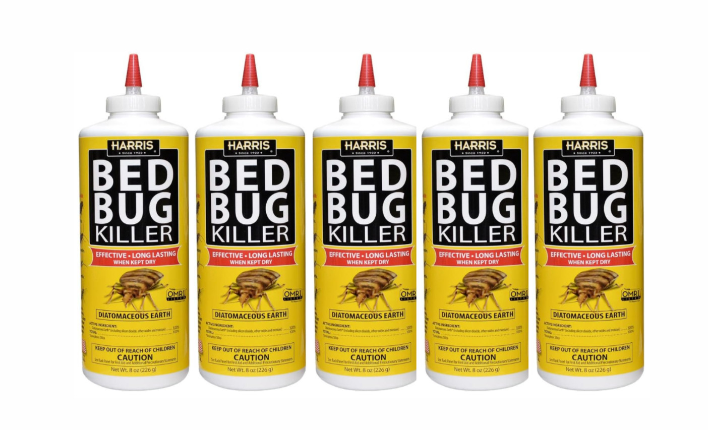Harris HDE-8 Bed Bug Powder Diatomaceous Earth, 8oz, Yellow Pack of 5