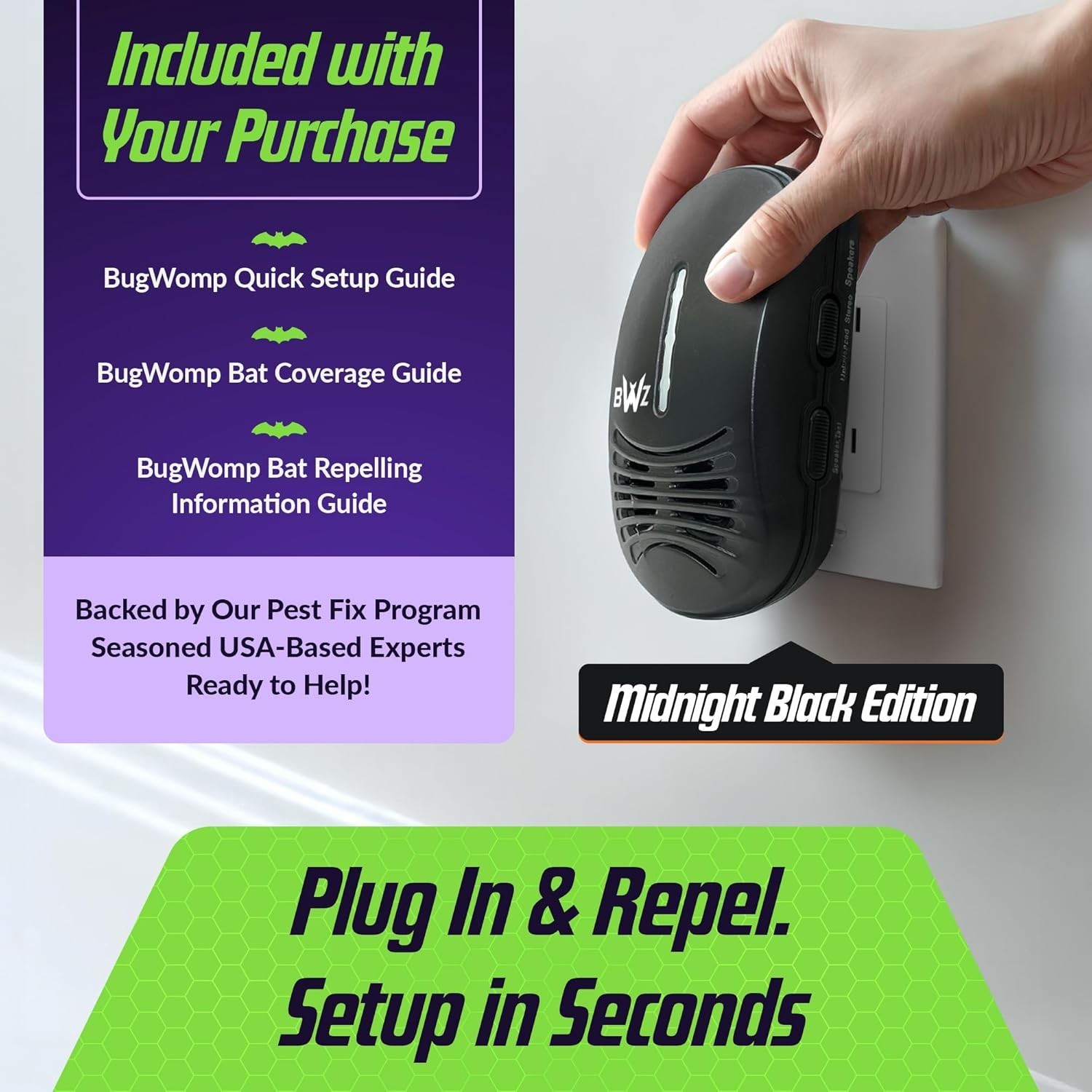 BWZ600 Direct Ultrasonic Bat Repeller Featuring Bat-ZoneZonic Frequency Control