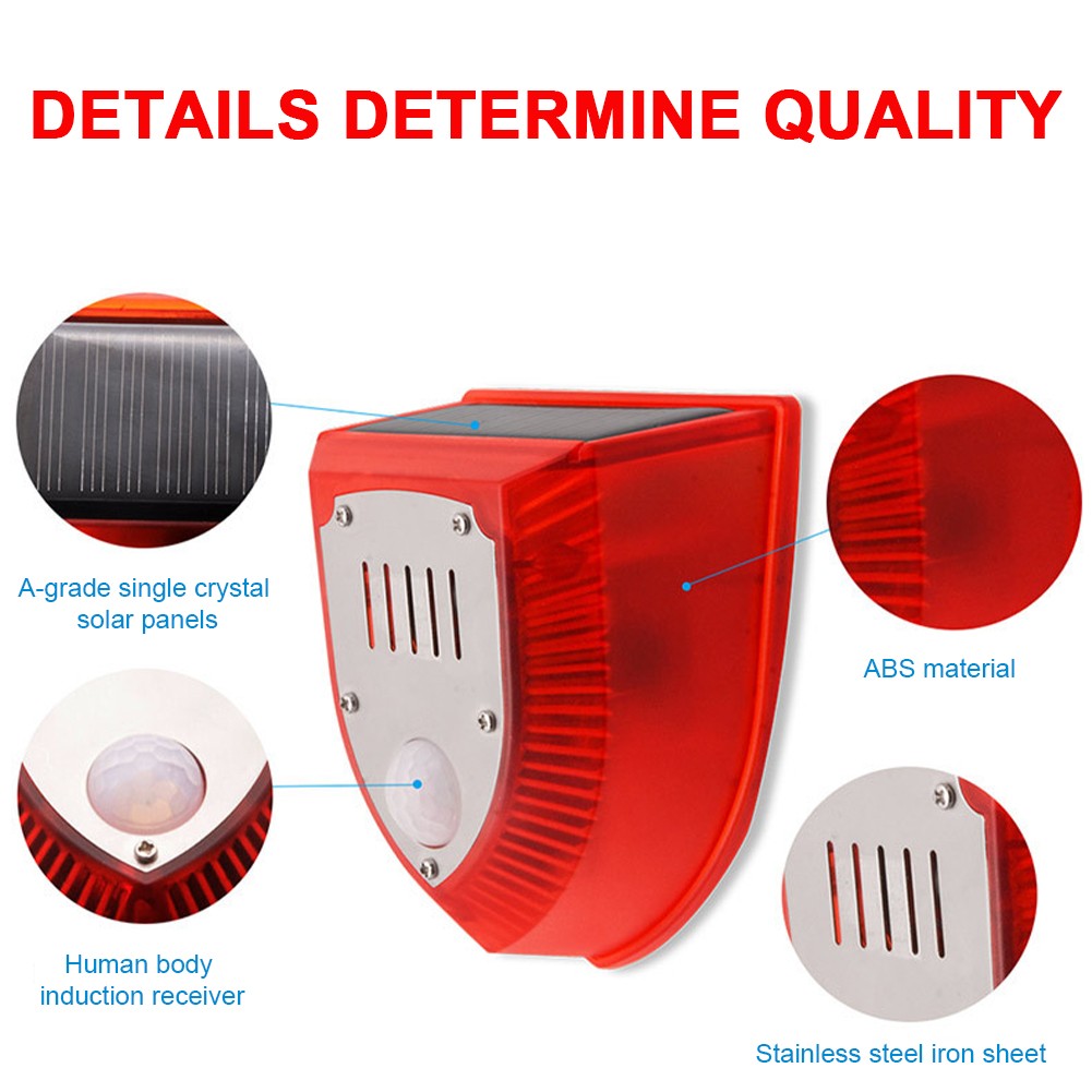 4PCS Solar Outdoor Motion Sensor Alarm-129db Dog Barking & Gunshot USB Charge