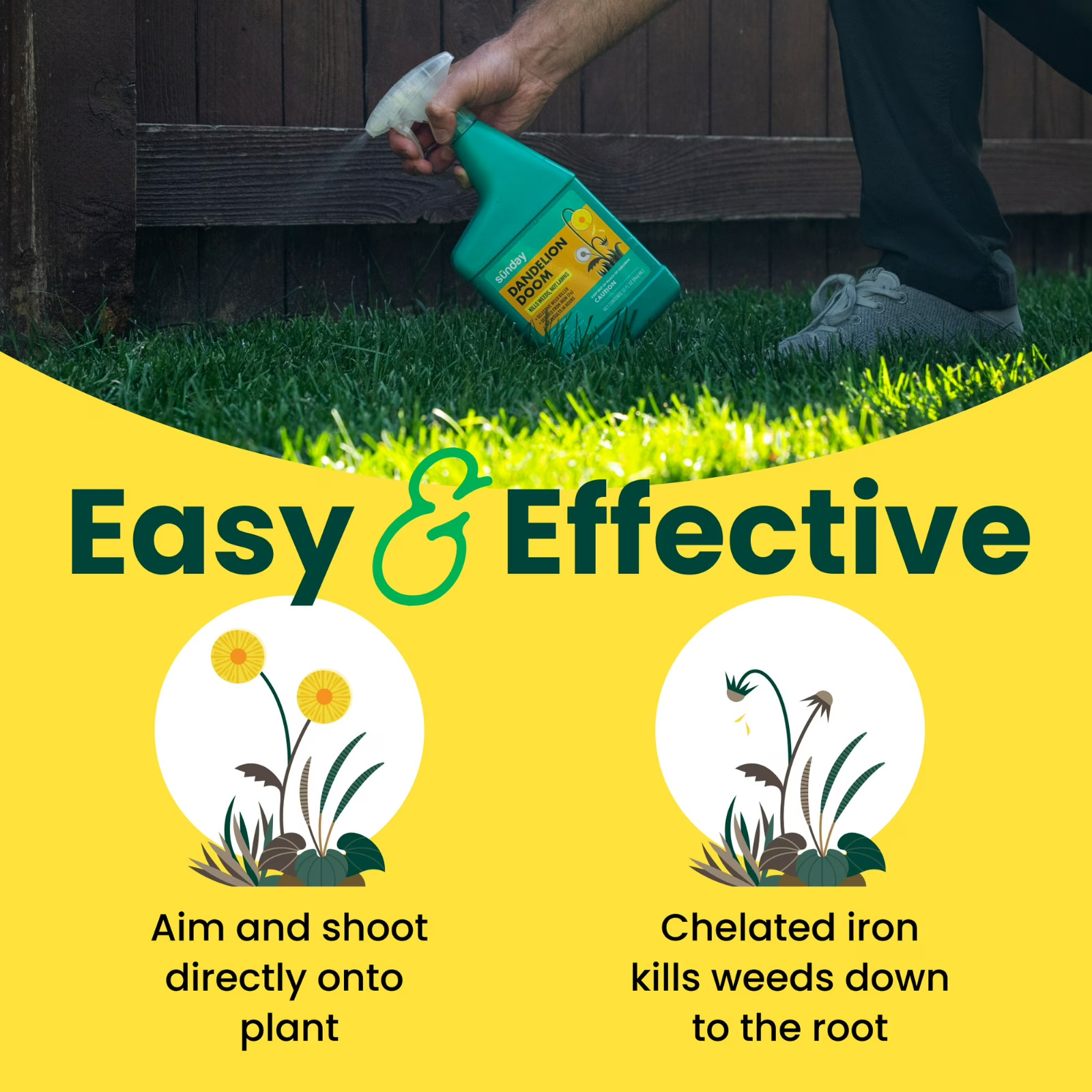 Sunday Dandelion Doom Lawn-Safe Weed Killer Selective Herbicide Spray 32oz