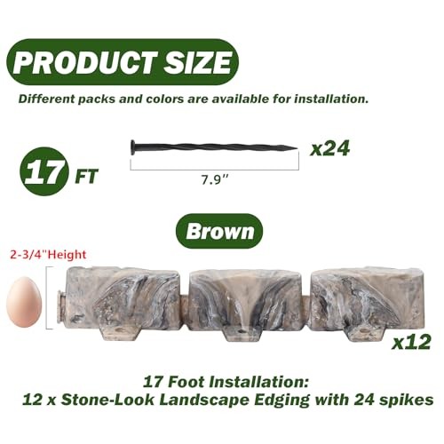 Landscape Edging Garden Edging Border Faux Stone Edging,17FT x 2.75 in Tall