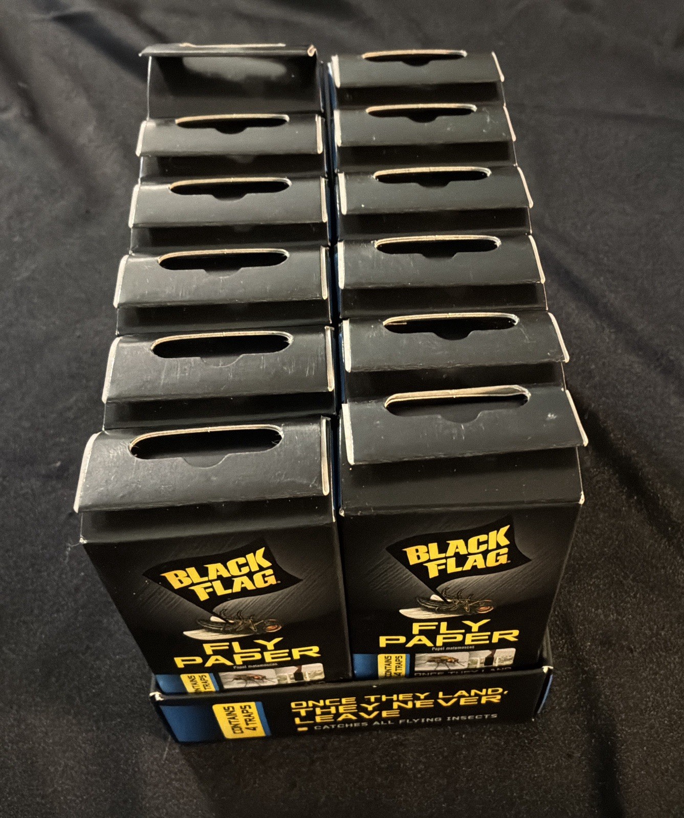 Black Flag Fly Paper Insect Trap Catches Flying Insects Lot of 12 Boxes=48 Traps
