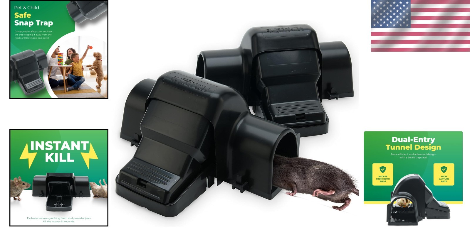 Pack of 2 Modern Rat Traps – Child-Safe, Easy to Use Rodent Control Solution