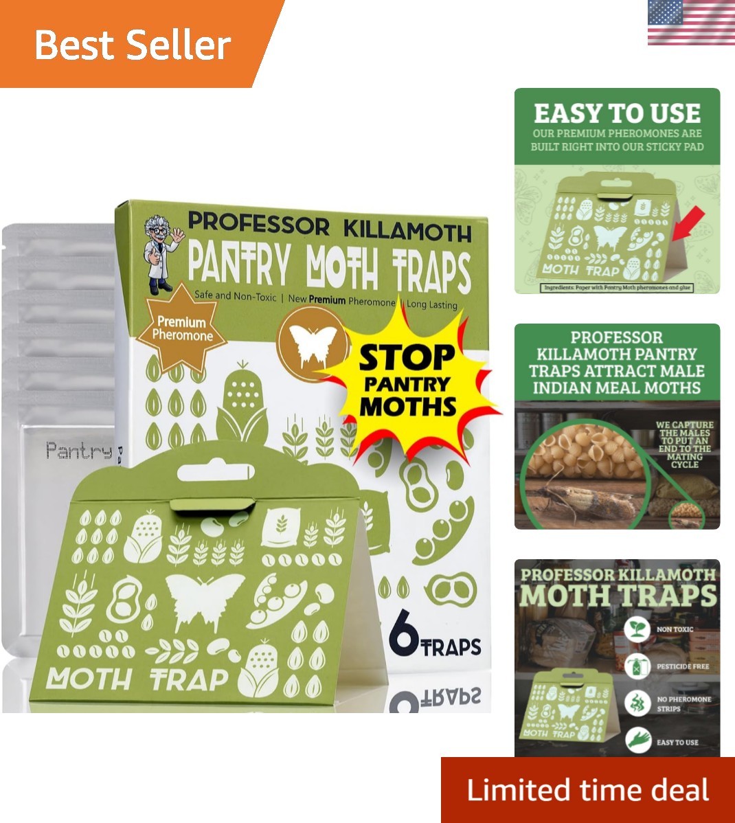 Child & Pet Safe Pantry Moth Traps 6-Pack | Non-Toxic Food Protection