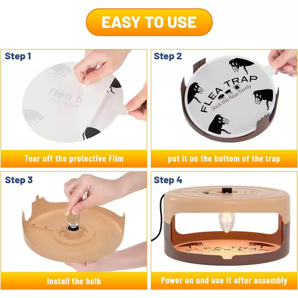 Modern Indoor Flea Traps with 8 Sticky Disc & 4 Bulbs & 2 Electric Wires, Flea K