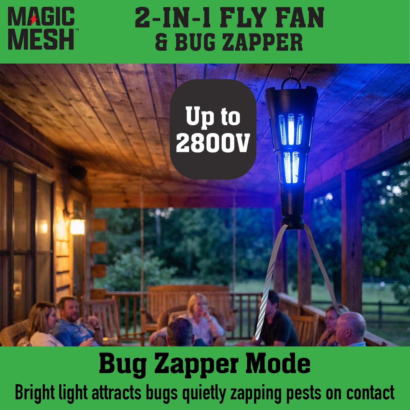 Magic Mesh 2-in-1 Fly Fan & Mosquito Zapper | Rechargeable Electric Black