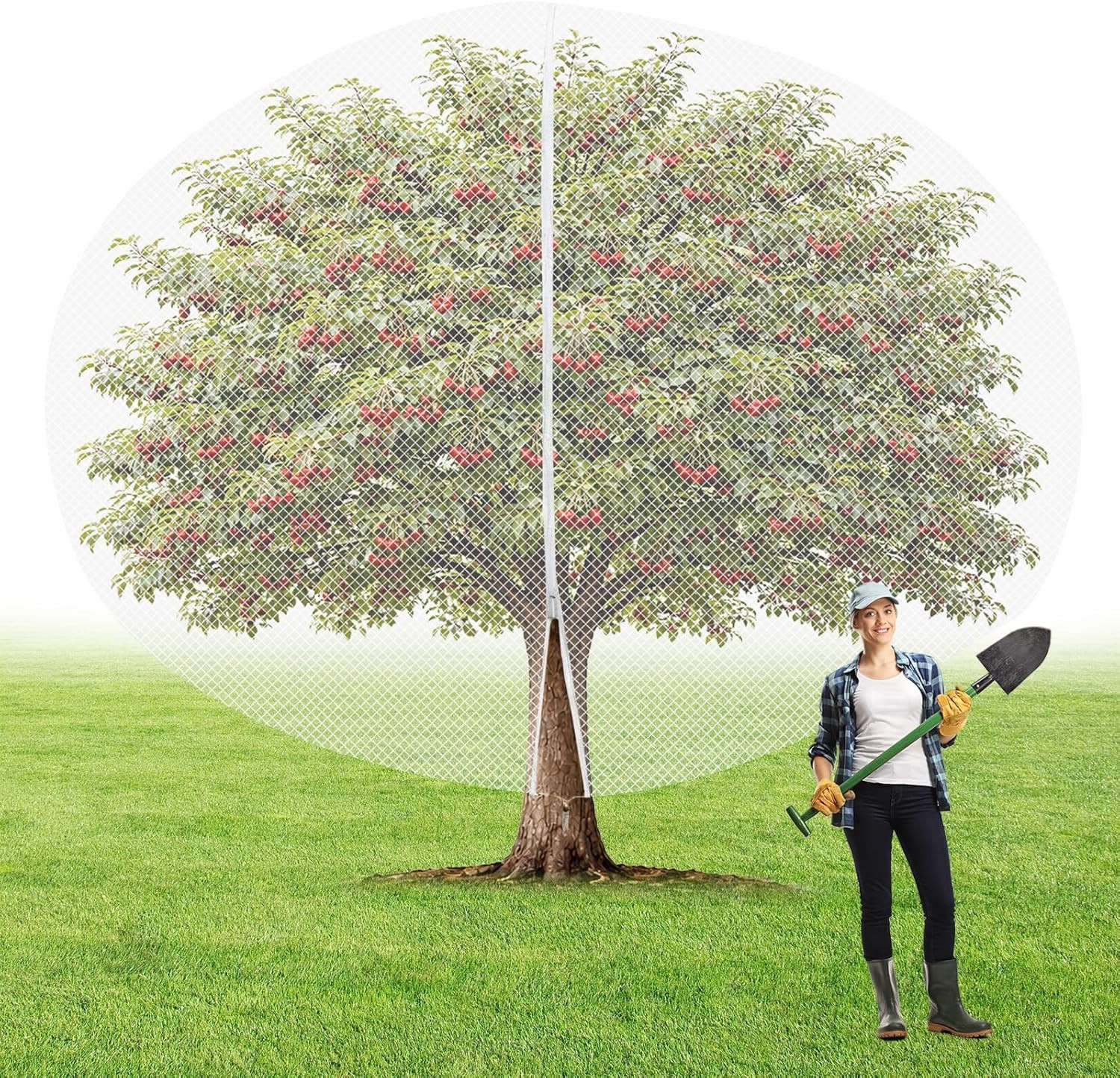 1Pcs 15Ft X 15Ft Extra Large Fruit Tree Netting Cover with Zipper and Drawstring