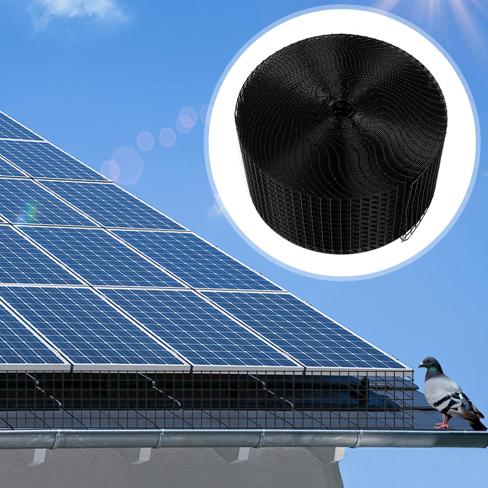 Solar Panel Bird Proof Guard Squirrel Pigeon Protection Wire Guard Kit 6in 100ft