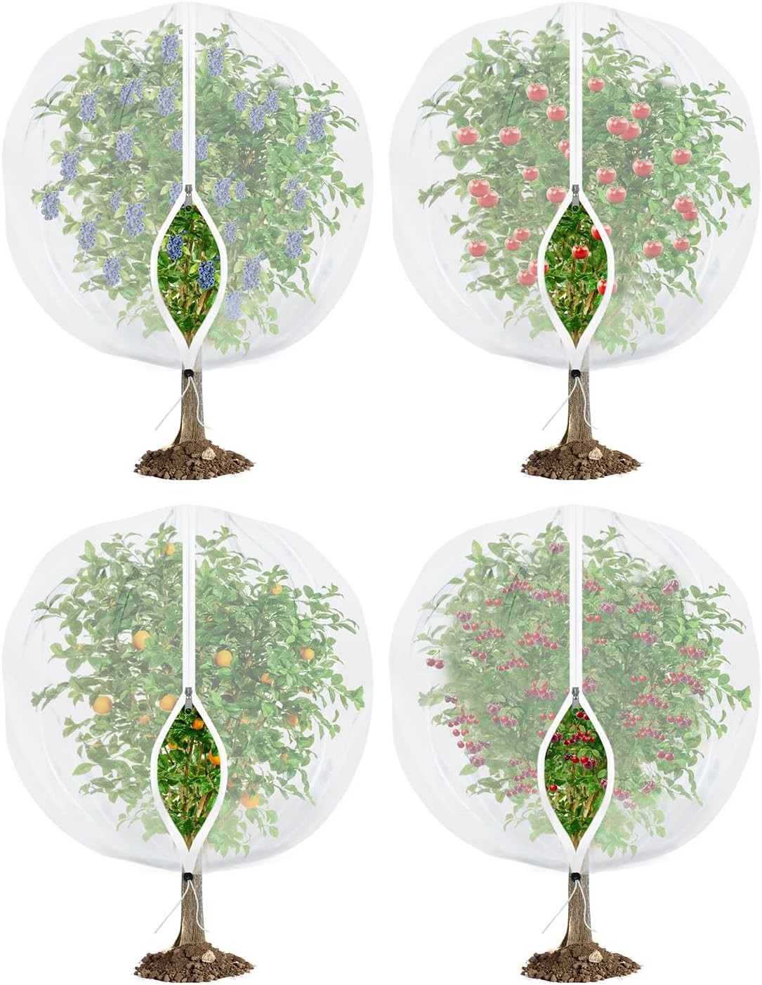 4Pcs Fruit Tree Netting – 4x5FT Zipper Mesh Bags for Birds, Cicadas, Insects