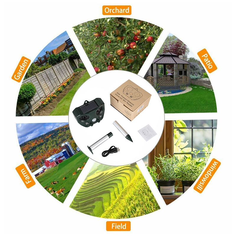 1-3PCS Solar Ultrasonic Animal Repellent Dog Cat Skunk Deer Raccoon Repeller