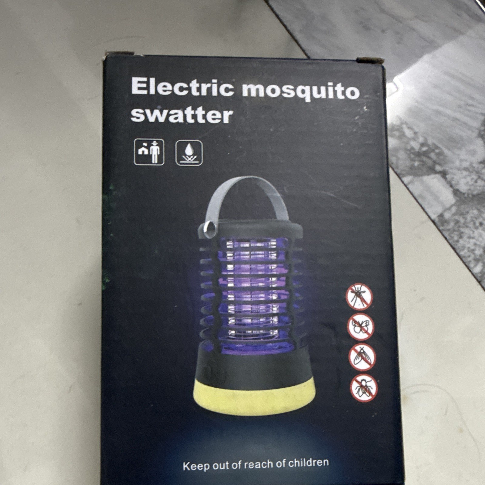 Electric Mosquito Swatter Zapper Lantern, USB Charging, Waterproof, Black/Yellow