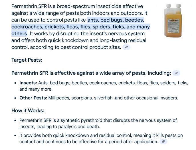 16 oz Permethrin SFR 36.8% Pest Insect Control Insecticide Termiticide 1 PINT