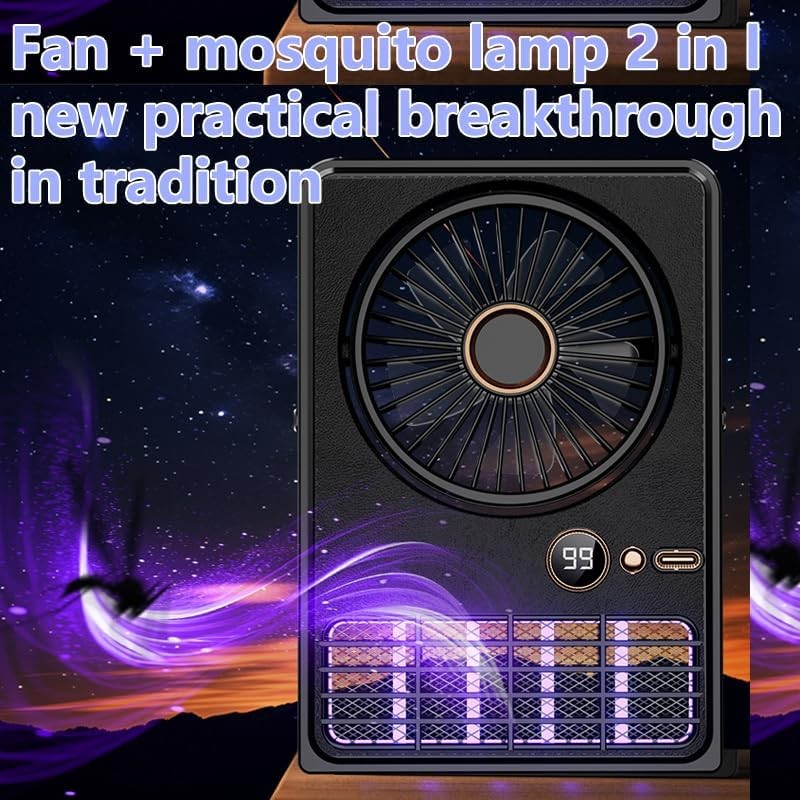 2-in-1 Desktop and Outdoor Camping Fan Digital Control Mosquito Killer Lamp