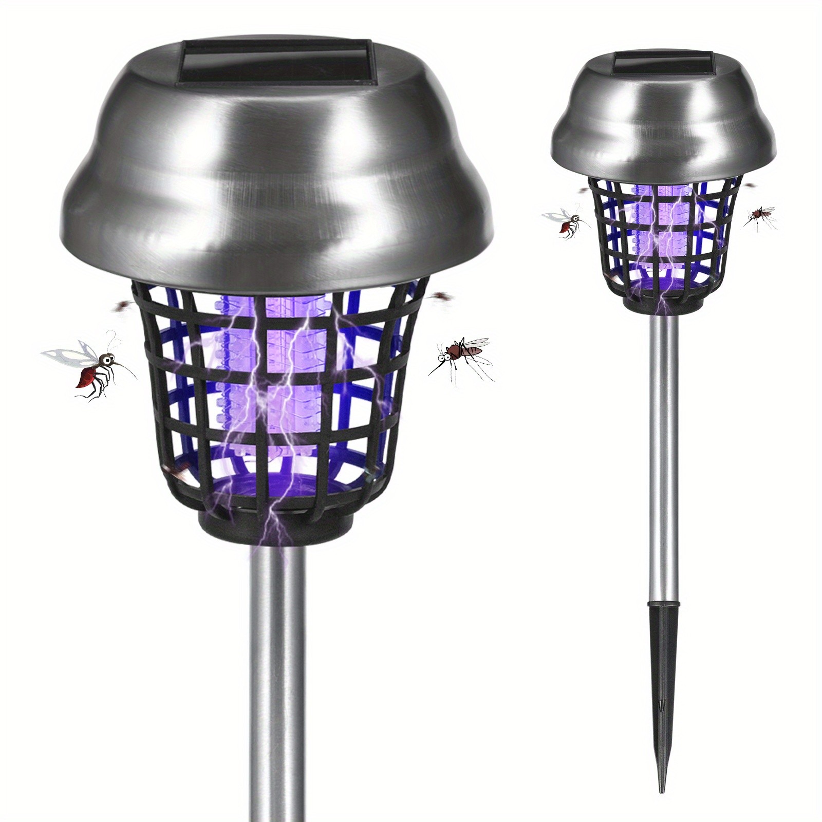 2 Pack Solar Mosquito Killer Lamp LED Bug Zapper for Yard