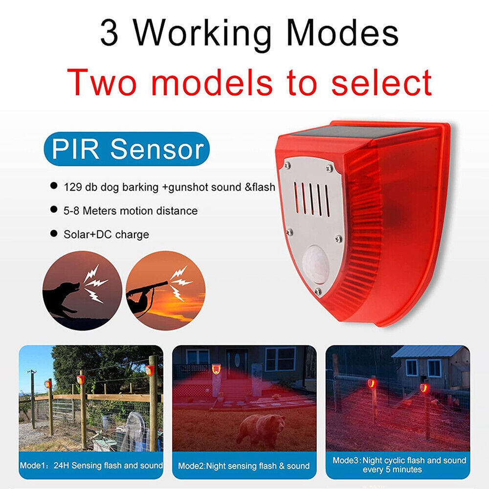 1/2 Pcs Solar Alarm Motion Detector with Sound Outdoor Motion Sensor 129db