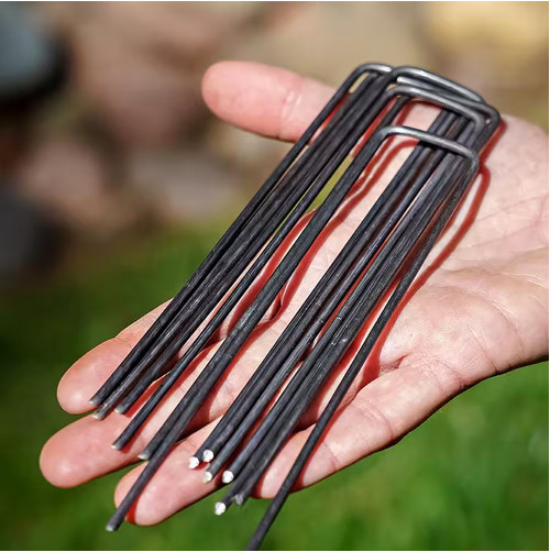 6 In. Heavy Duty Steel Garden Staples Weed Barrier Landscape Fabric (100-Pack)