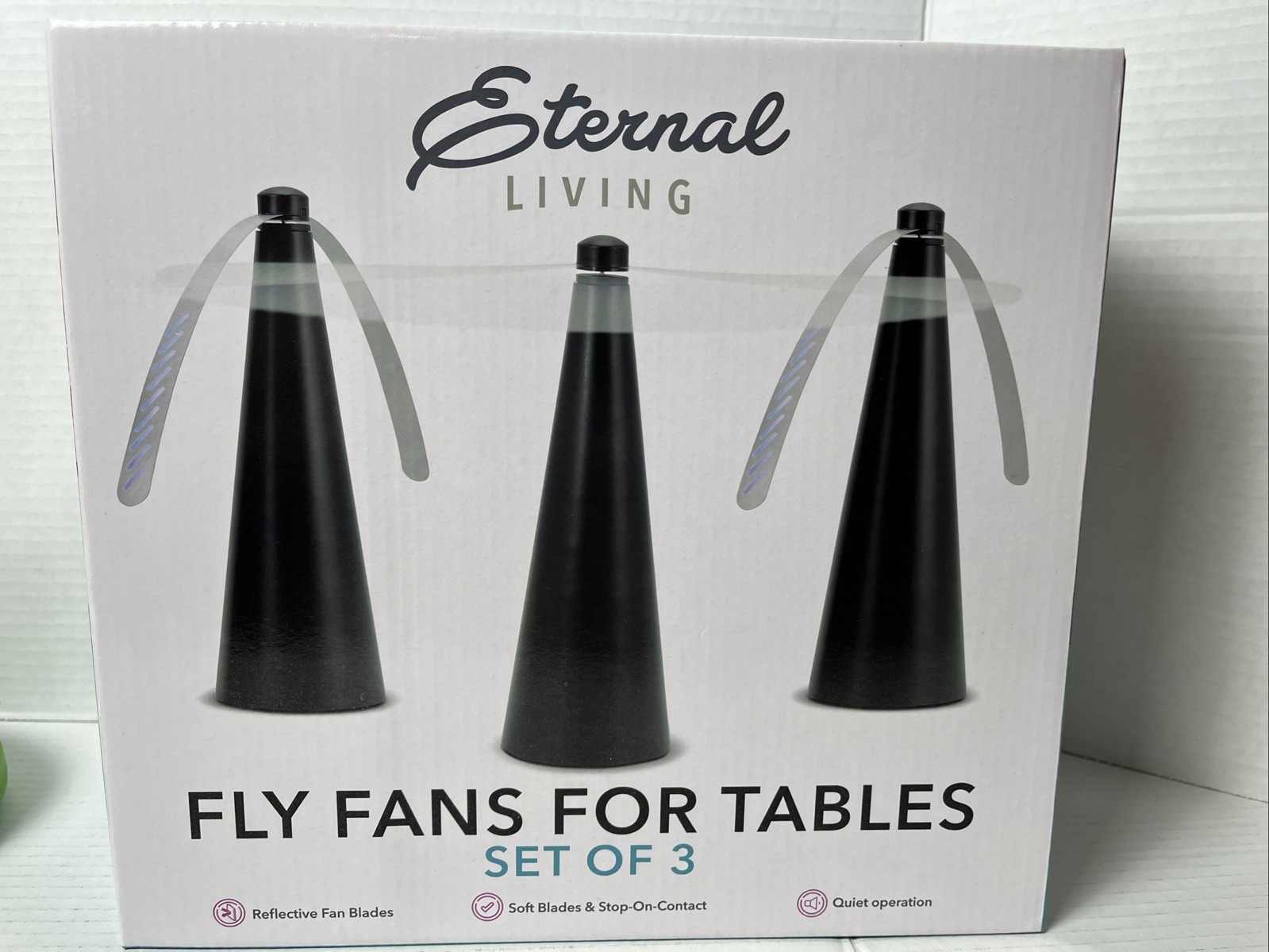 NEW IN BOX Fly Repellent Fans for Tables ETERNAL LIVING Set Of 3 Quiet Operation