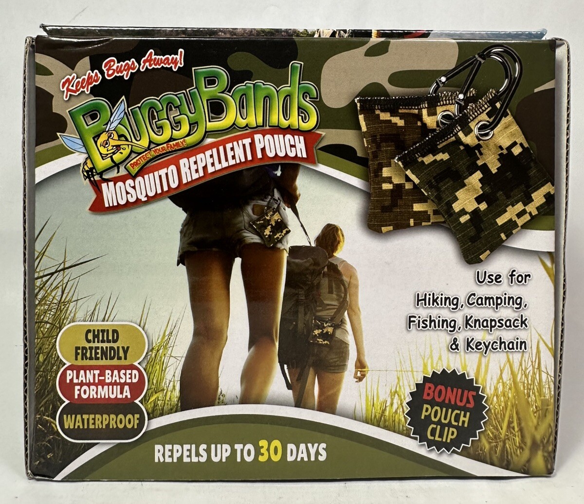 Mosquito Repellent Camo Pouch BuggyBands Hiking Camping Keychain Lot of 20