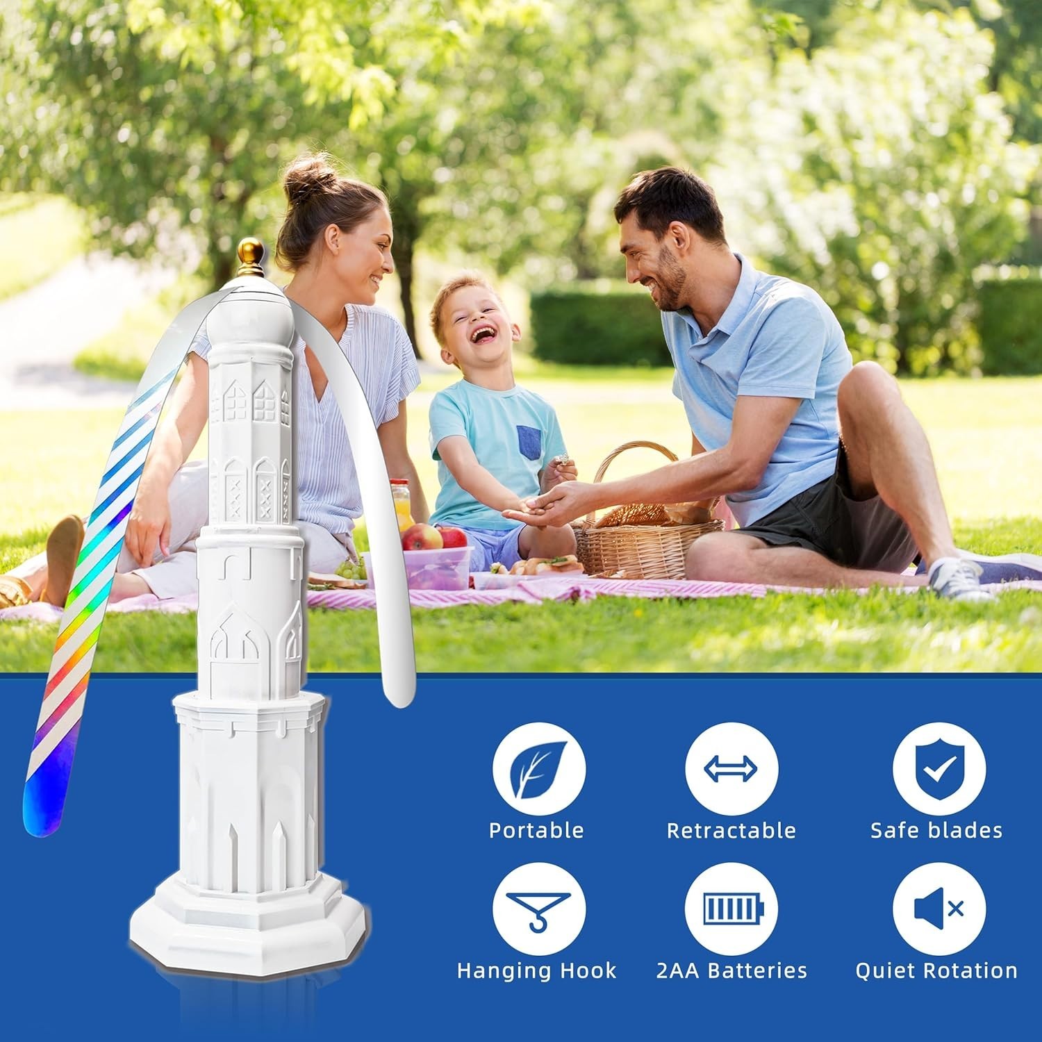 Modern Palace-Shaped Fly Fans 4-Pack Portable Repellent Spinner White