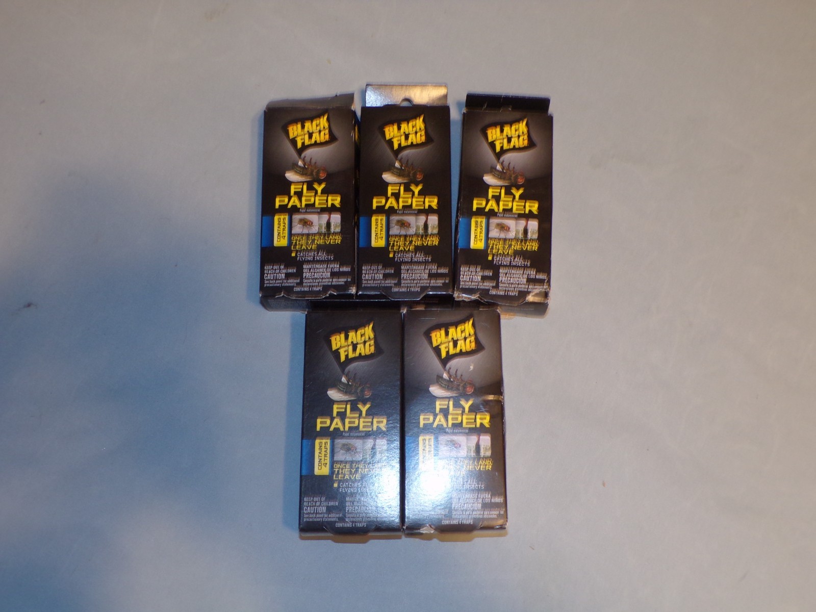 5 PACK 20 TRAPS! Black Flag Fly Paper, Insect Trap, Catches All Flying Insects