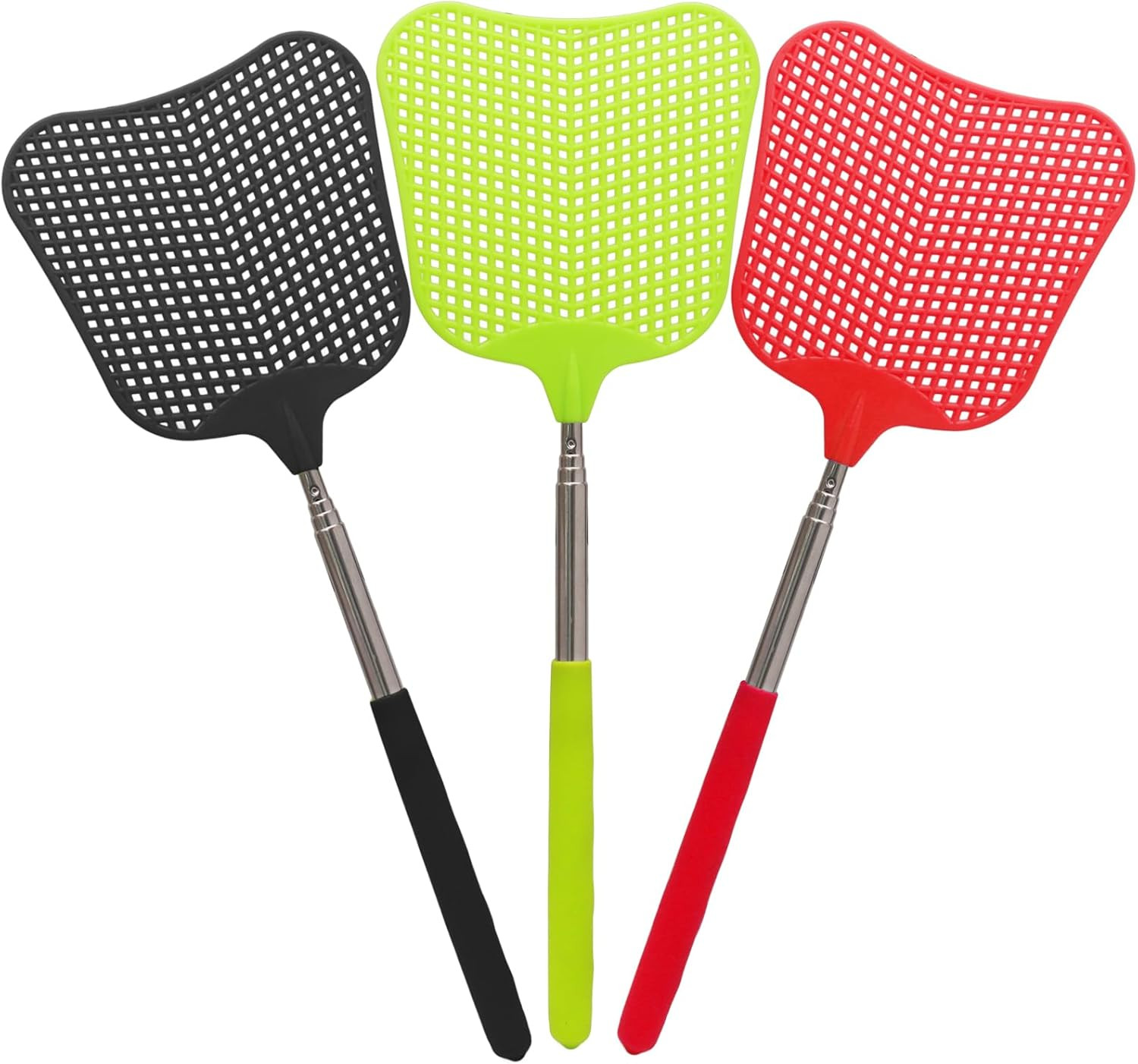 3 Pack Telescopic Fly Swatter, Plastic Fly Swatter Heavy Duty Set, Manual Flyswa
