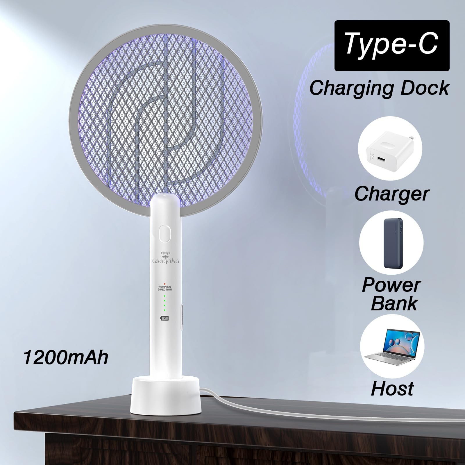 GooQand Bug Zapper Racket White-1Pcs