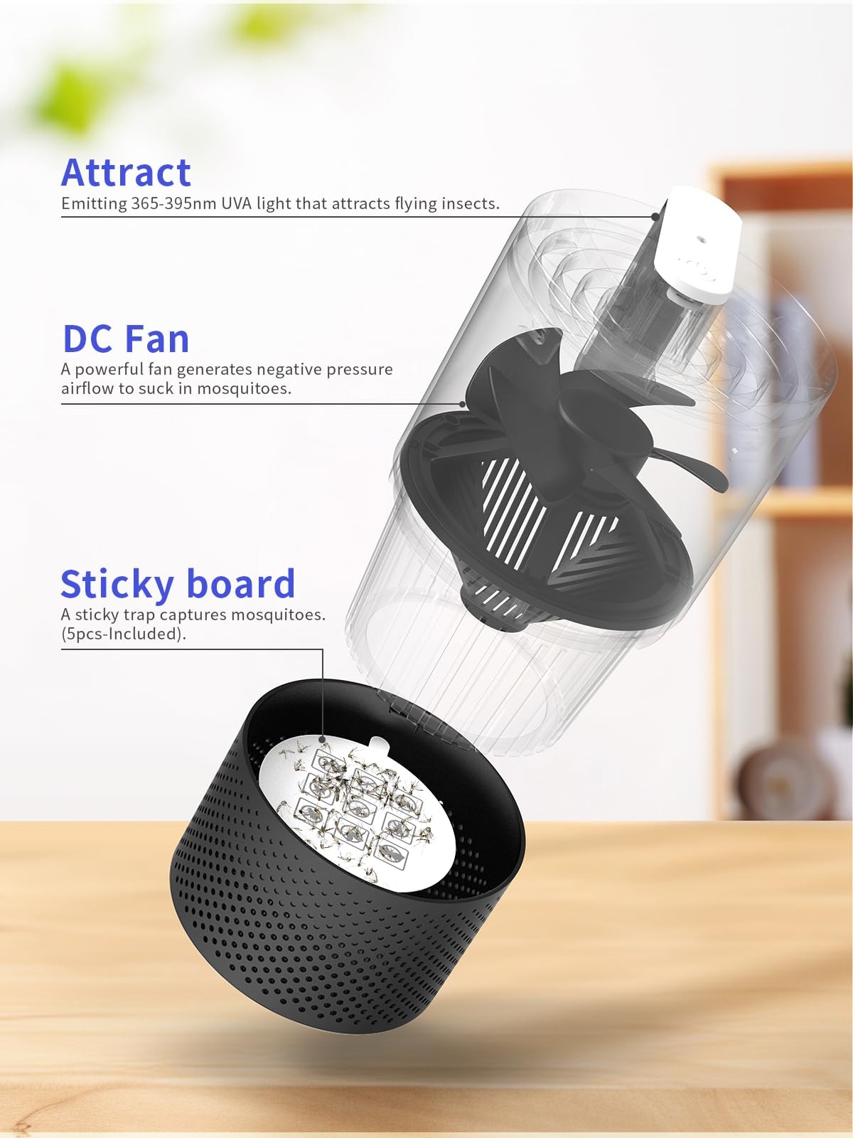 Bug Zapper & Trap for Indoor Use, UVA Mosquito Killer with Energy-Efficient L…