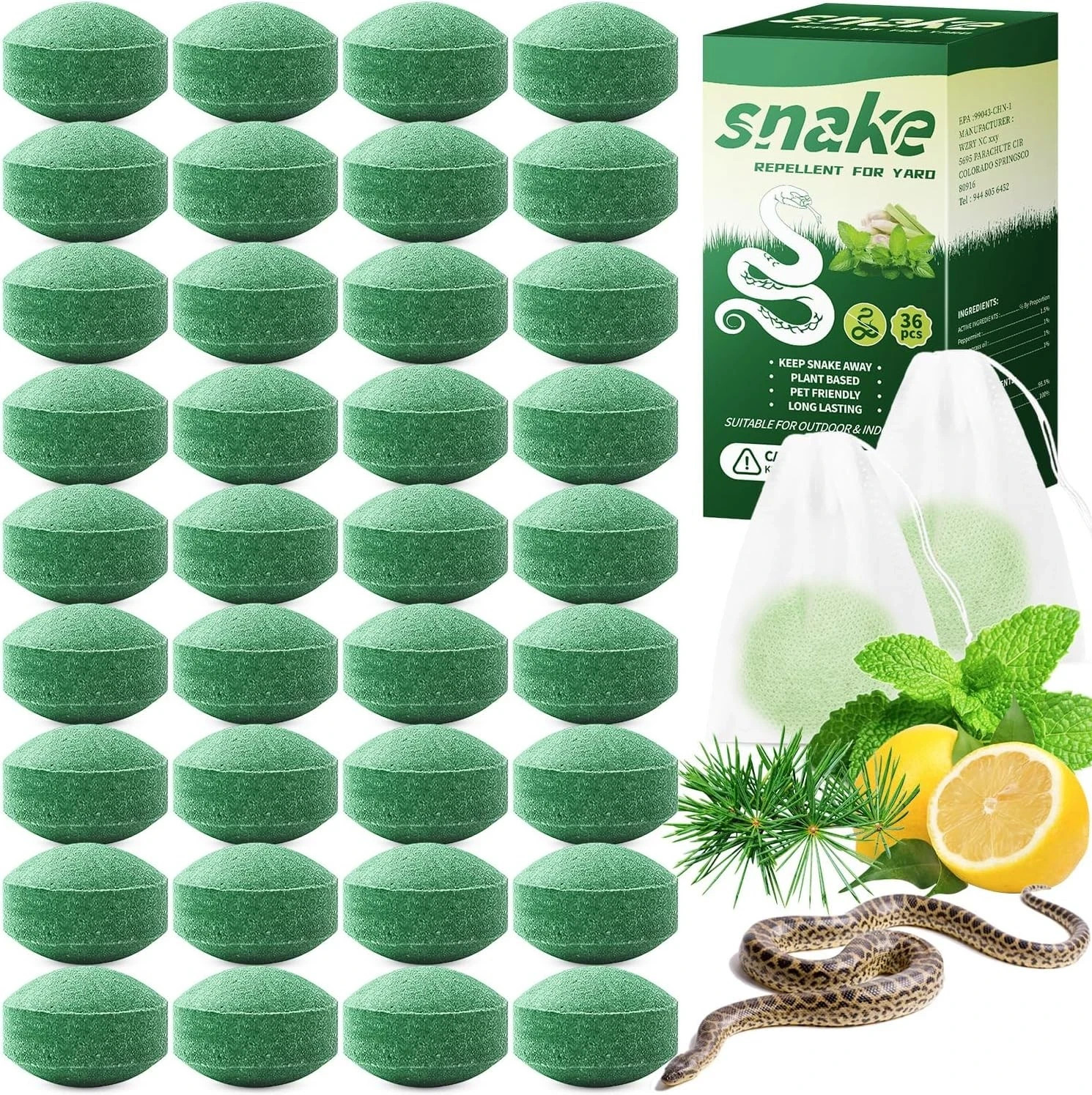 36 Pack Natural Snake Repellent, Snake Repellent for Outdoor Yard Garden House