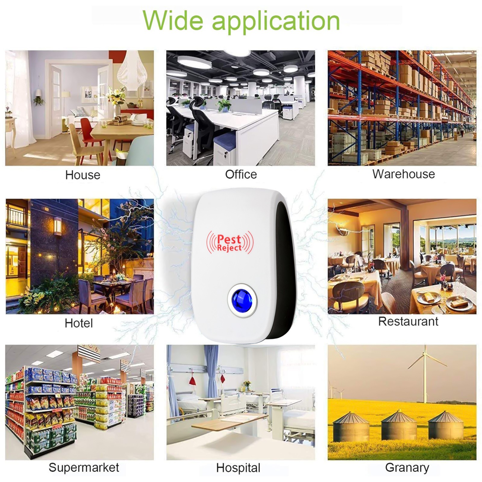 LOT Electronic Ultrasonic Pest Repeller Home Control Repellent Mice Rat Reject